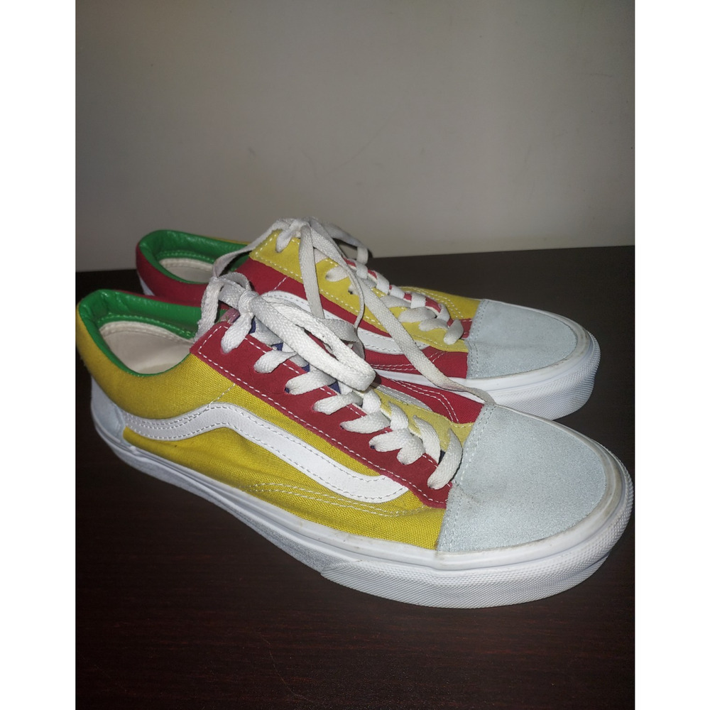 Vans Men's Old Skool Sneakers size 8 Lace Up Colorblock Skateboarding Red Blue